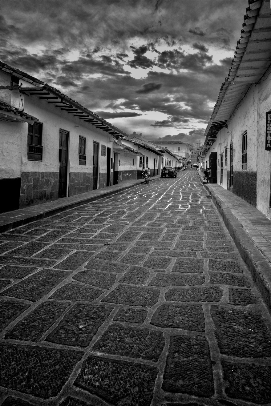La calle baja de Barichara, Santander, Colombia. Octubre 2017